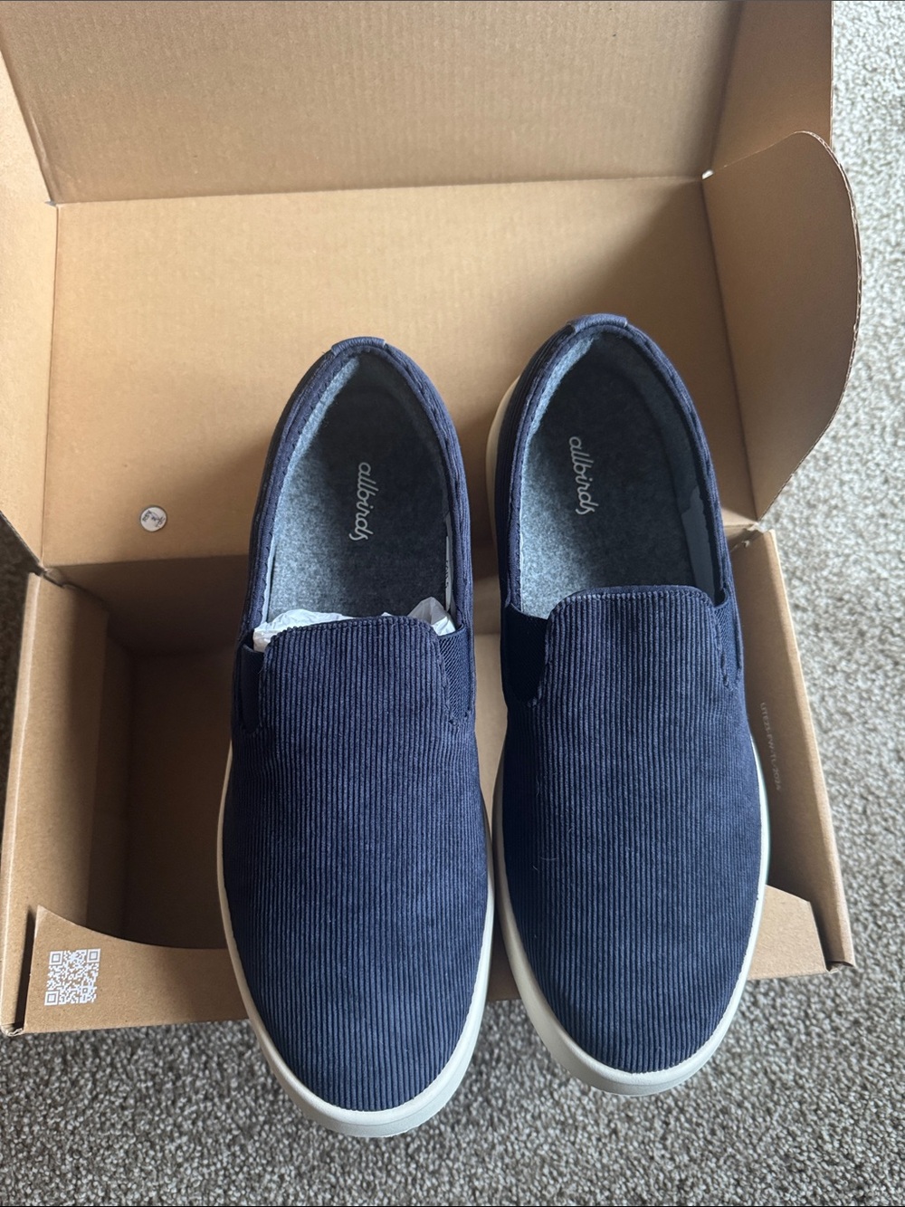 allbirds Navy Corduroy Slip-On Loafers